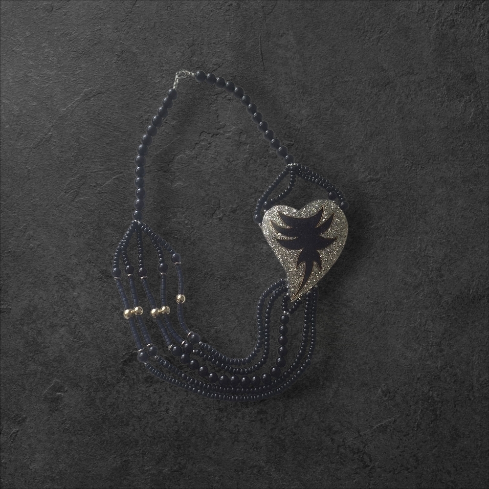 Vintage Silver and Black Artisanal Necklace